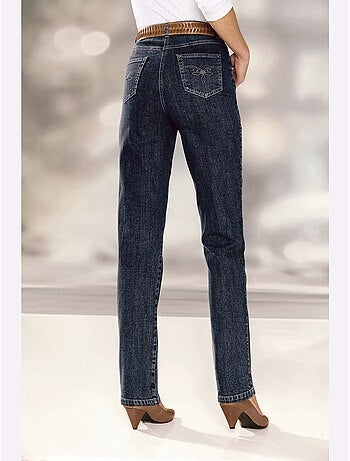 Jean à la coupe élancée avec broderie sur les poches arrière - taille longue - witt