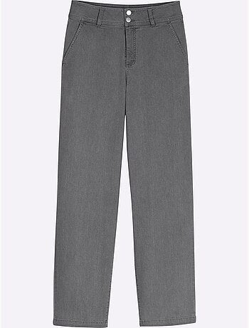 Jean coupe large à taille haute avec poches latérales - Taille courte - Moda Vilona