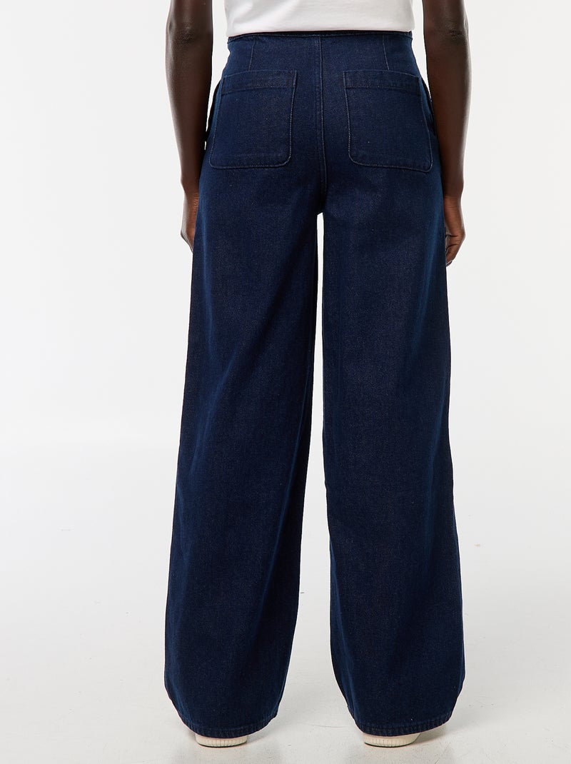 Jean coupe large avec boutons sur les côtés Bleu - Kiabi