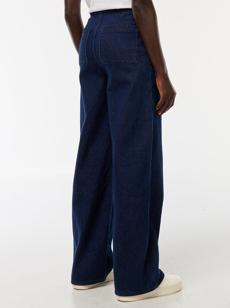 Jean coupe large avec boutons sur les côtés Bleu - Kiabi