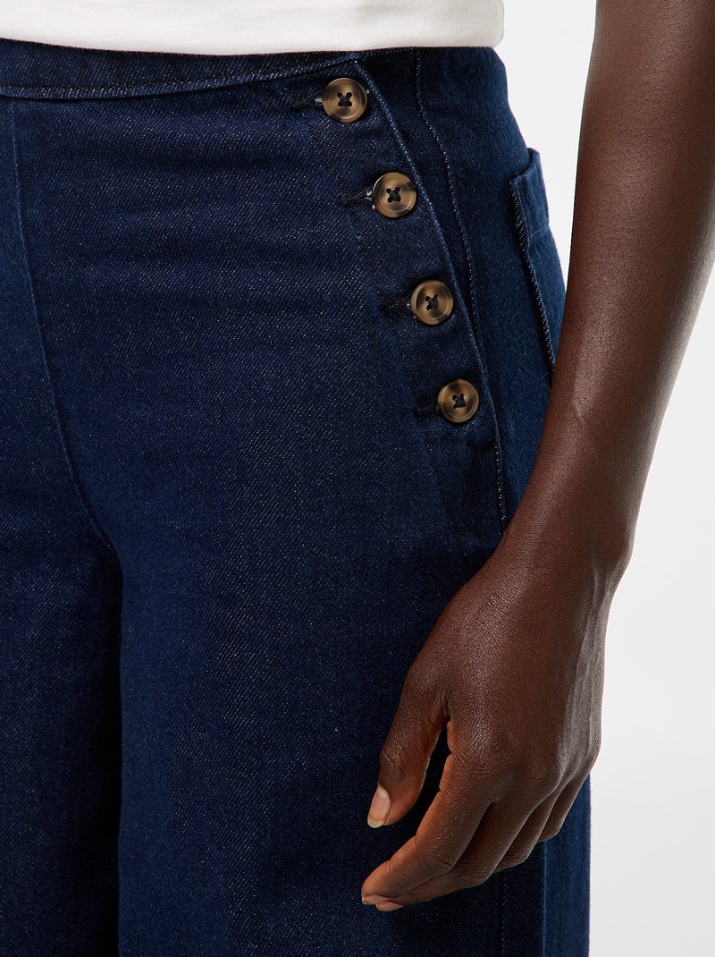 Jean coupe large avec boutons sur les côtés Bleu - Kiabi