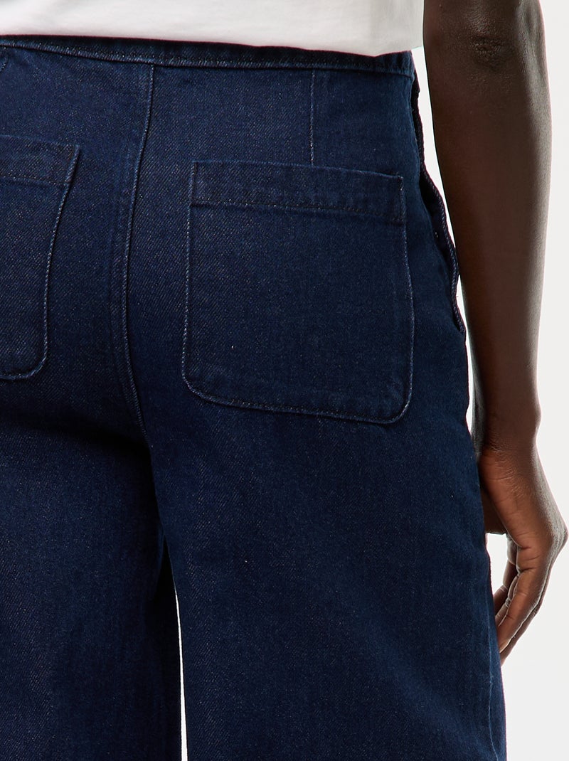 Jean coupe large avec boutons sur les côtés Bleu - Kiabi
