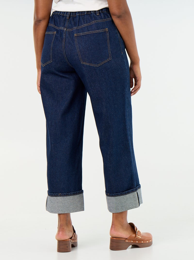 Jean coupe large avec revers à la base Bleu - Kiabi