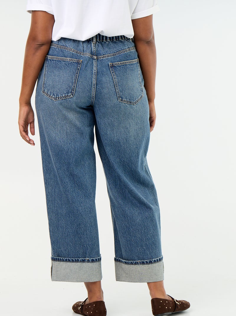 Jean coupe large avec revers à la base Bleu - Kiabi