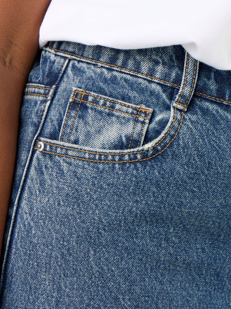 Jean coupe large avec revers à la base Bleu - Kiabi