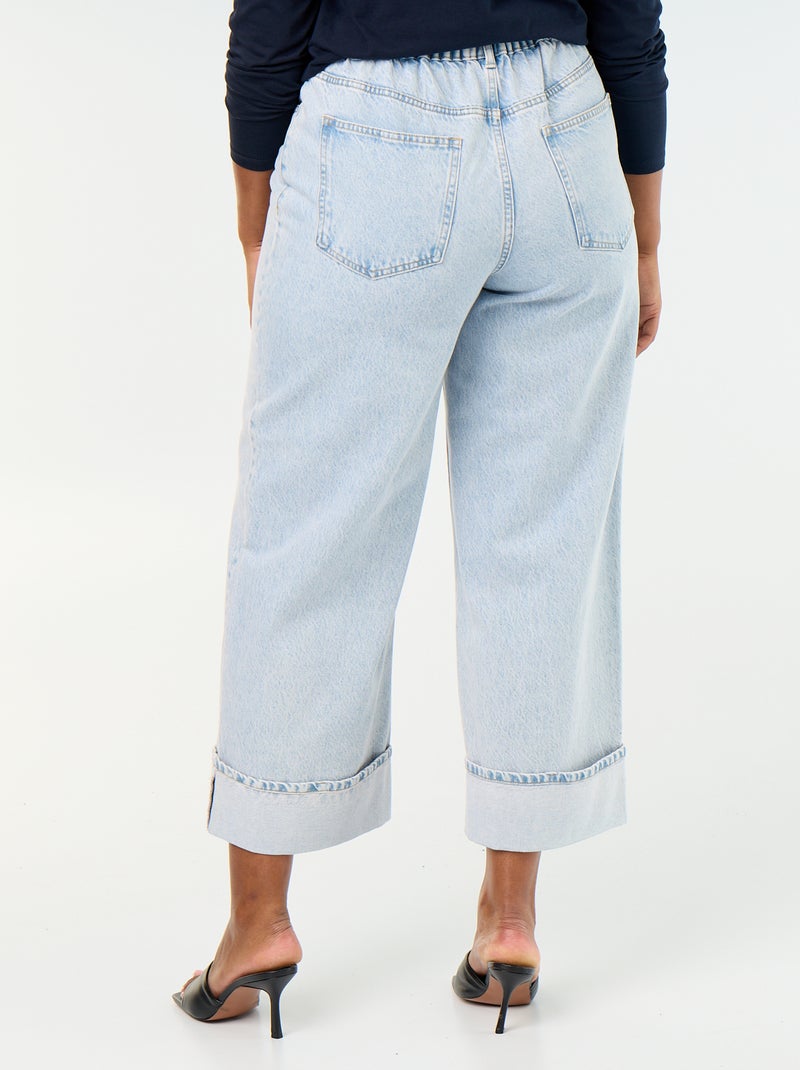 Jean coupe large avec revers à la base Bleu - Kiabi