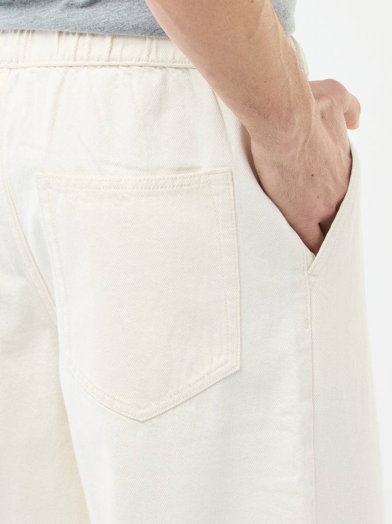 Jean coupe large avec taille élastiquée Blanc - Kiabi