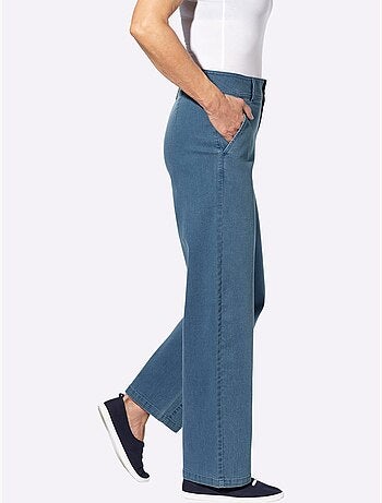 Jean coupe large à taille haute avec poches latérales - Taille courte - Moda Vilona