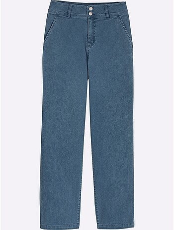 Jean coupe large à taille haute avec poches latérales - Taille courte - Moda Vilona