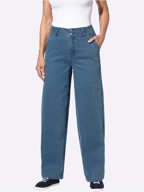 Jean coupe large avec taille haute et poches latérales - Taille courte - Moda Vilona - Kiabi Jean coupe large avec taille haute et poches latérales - Taille courte - Moda Vilona - Kiabi