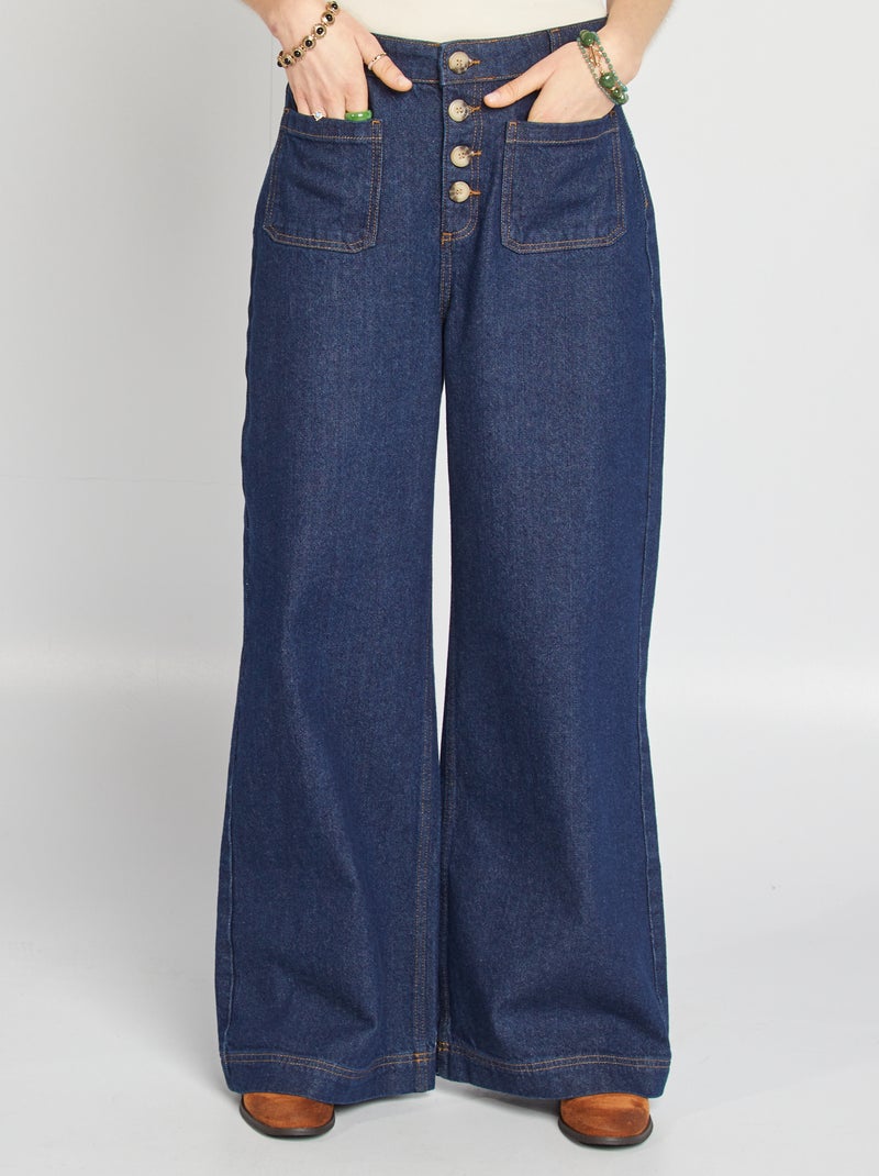 Jean coupe large taille haute BLEU - Kiabi