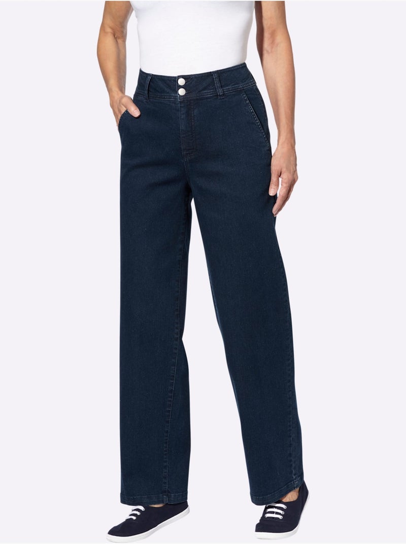 Jean Coupe Large Tendance - Taille Courte - Moda Vilona Bleu foncé - Kiabi