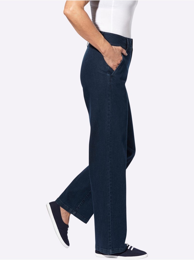 Jean Coupe Large Tendance - Taille Courte - Moda Vilona Bleu foncé - Kiabi