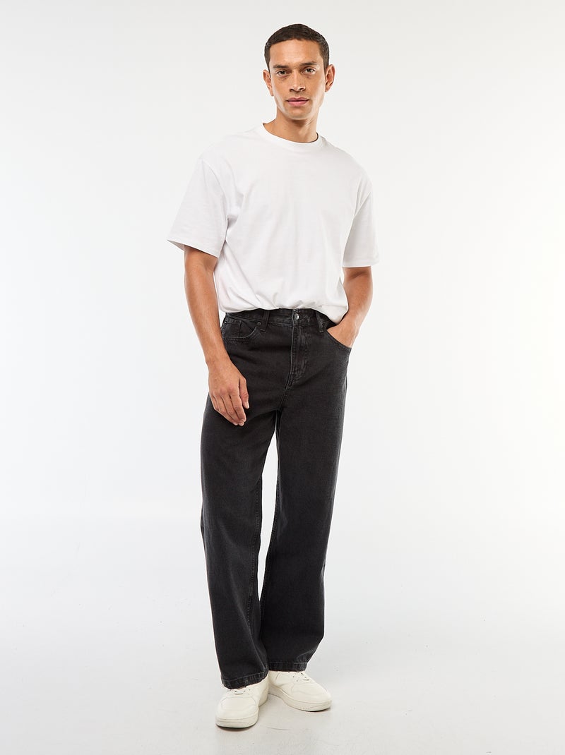 Jean coupe large / wide leg 5 poches Gris - Kiabi