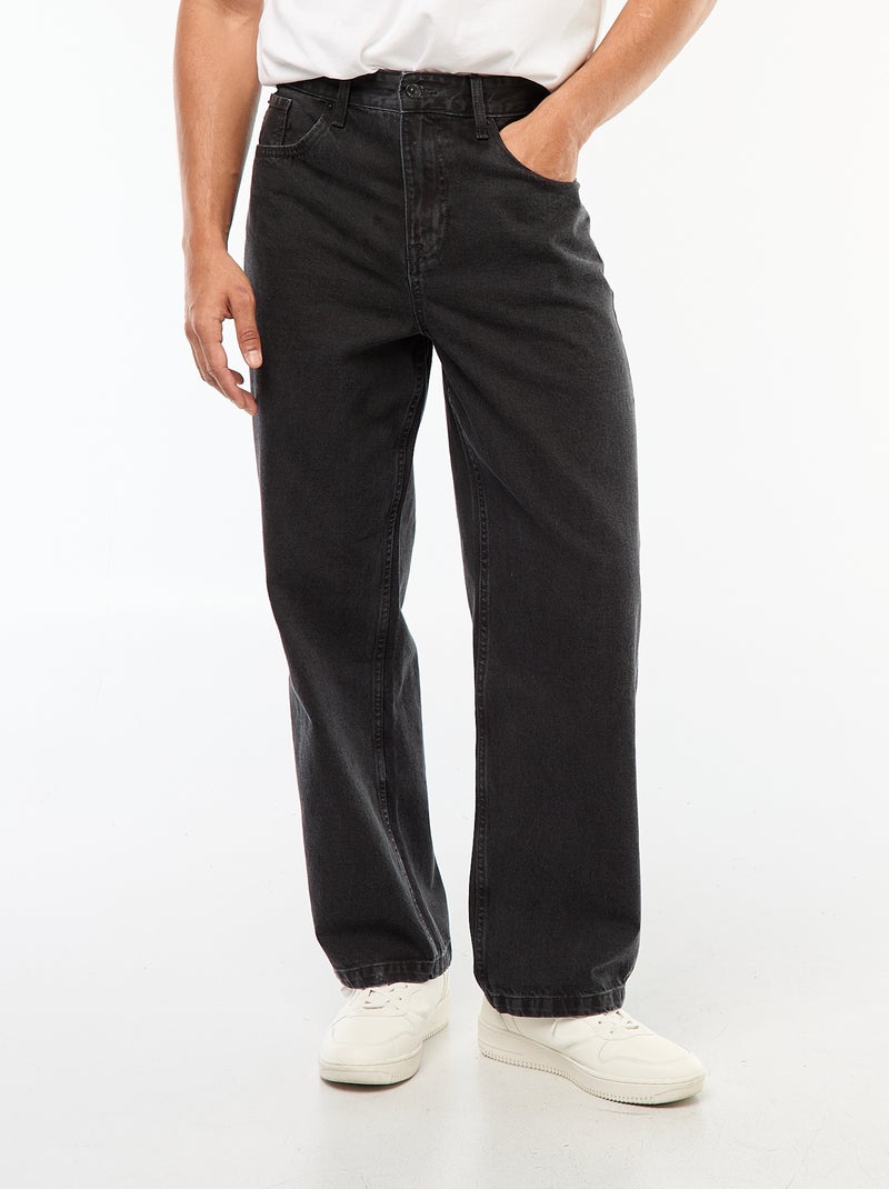 Jean coupe large / wide leg 5 poches Gris - Kiabi