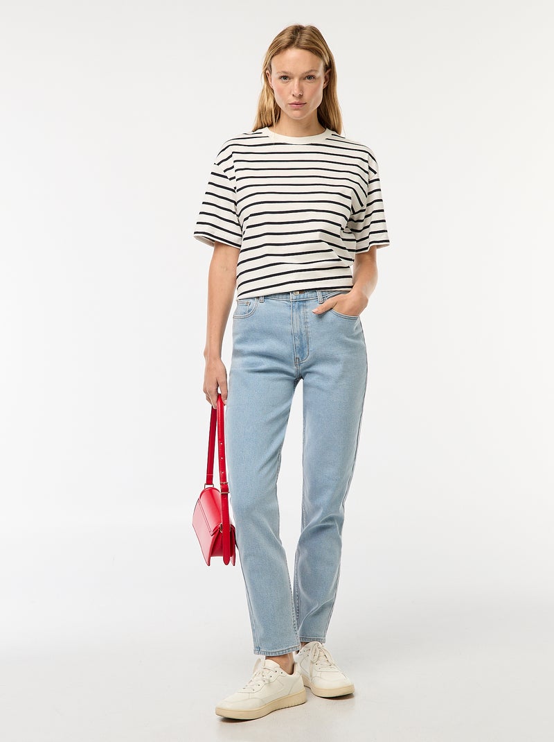 Jean coupe mom - L32 Bleu - Kiabi