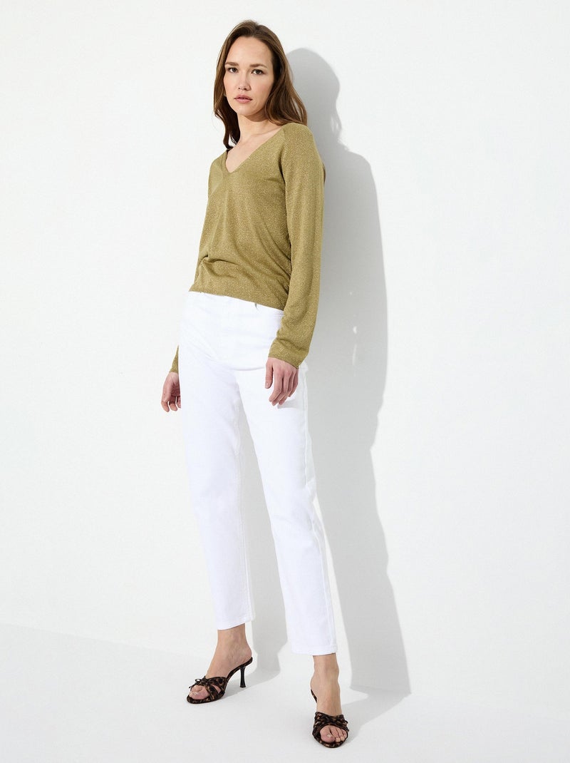 Jean 'Coupe Mom Fuselée' Blanc - Kiabi