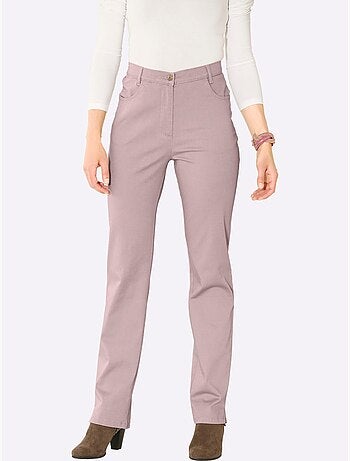 Jean taille haute avec ceinture élastique et 2 poches avant - Taille extra courte - Moda Vilona