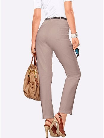 Jean taille haute avec ceinture élastique et 2 poches avant - Taille extra courte - Moda Vilona