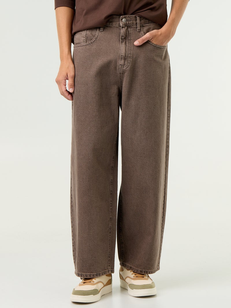 Jean coupe super baggy Marron - Kiabi