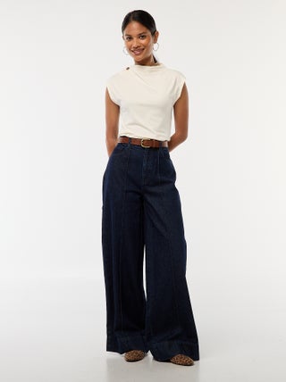 Jean coupe wide leg à 5 poches