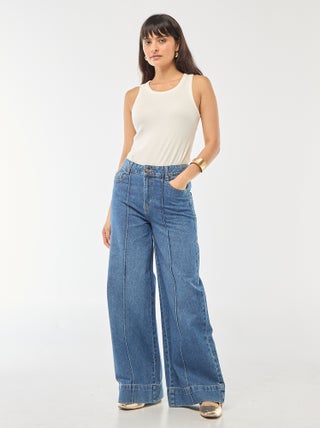 Jean coupe wide leg à 5 poches