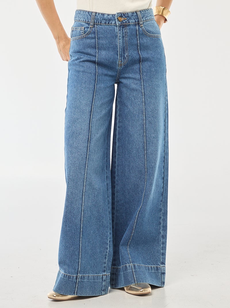 Jean coupe wide leg à 5 poches Bleu - Kiabi