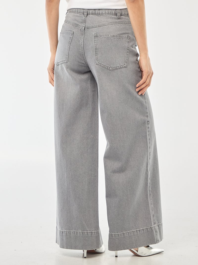 Jean coupe wide leg à 5 poches Gris - Kiabi