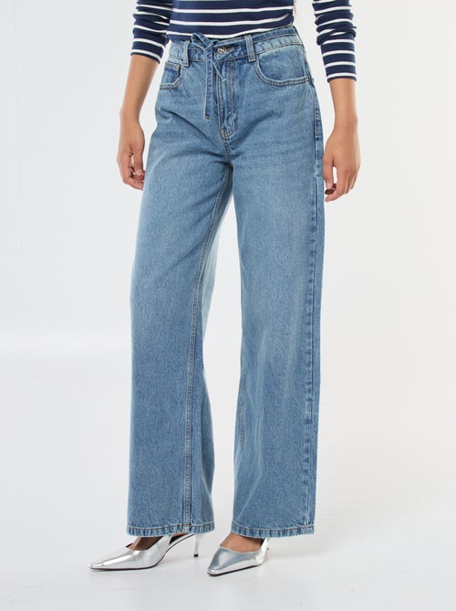 Jean coupe wide leg avec ceinture fine en jean - Kiabi