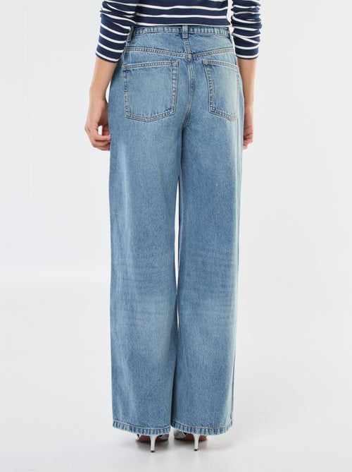 Jean coupe wide leg avec ceinture fine en jean - Kiabi