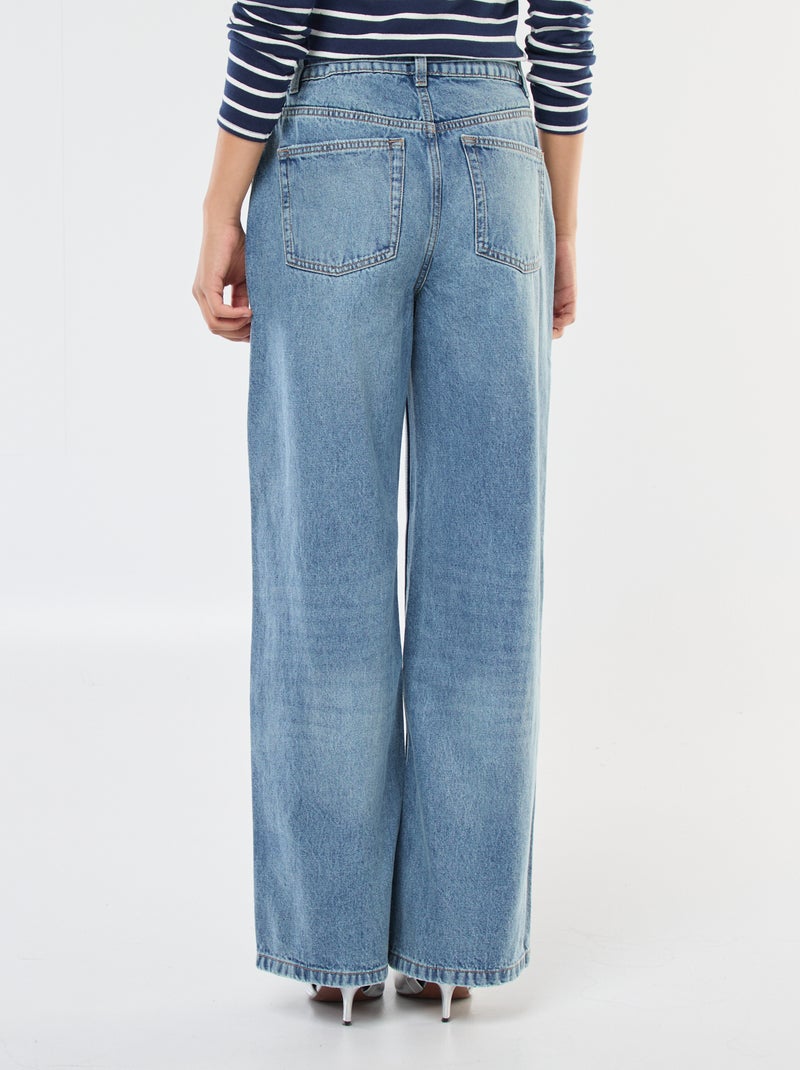 Jean coupe wide leg avec ceinture fine en jean Bleu - Kiabi