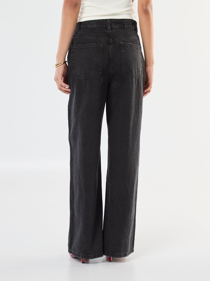 Jean coupe wide leg avec ceinture fine en jean Gris - Kiabi