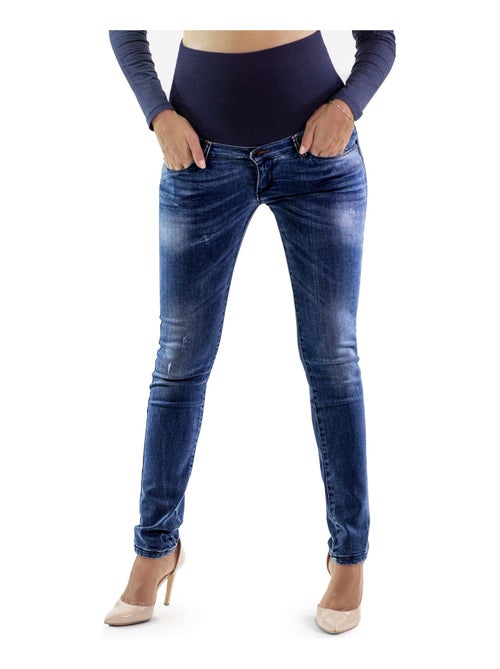 Jean de grossesse 5 poches - Slim fit avec stretch - Denim bleu - Kiabi