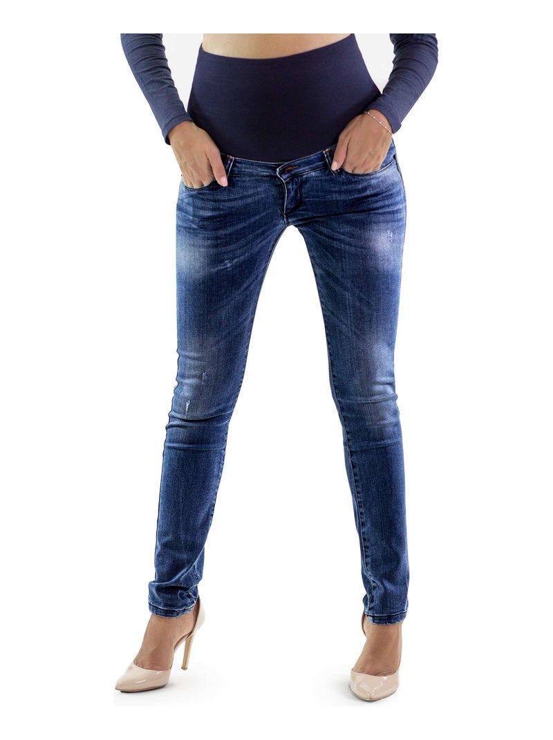 Jean de grossesse 5 poches - Slim fit avec stretch - Denim bleu Bleu foncé - Kiabi