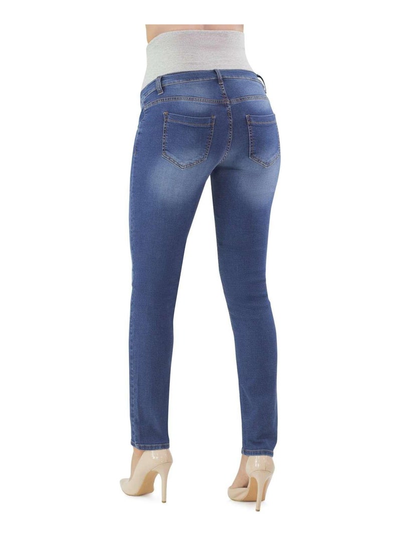 Jean de grossesse 5 poches délavé - Slim fit avec stretch - Denim bleu clair Bleu clair - Kiabi