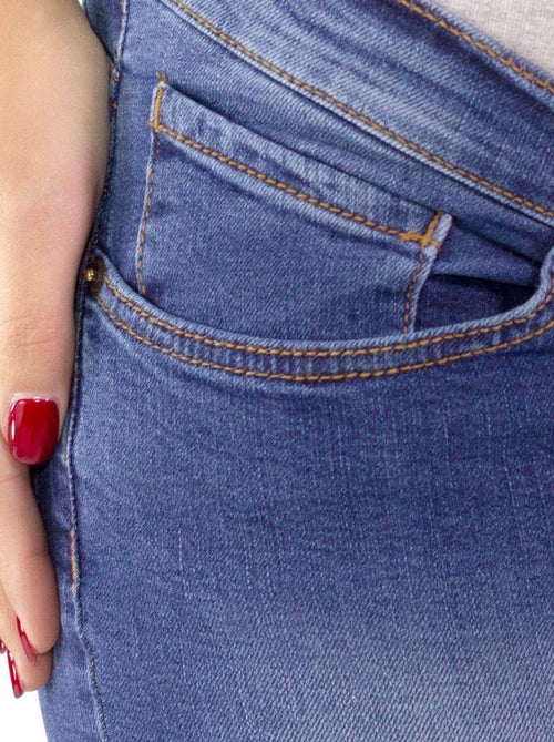 Jean de grossesse 5 poches délavé - Slim fit avec stretch - Denim bleu clair - Kiabi