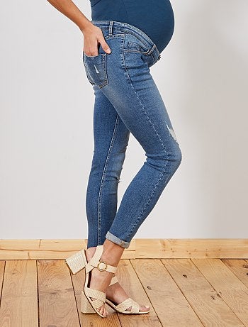 Jeans Grossesse C&A - Denim Élastique Destroy, Bande Abdomen Confortable