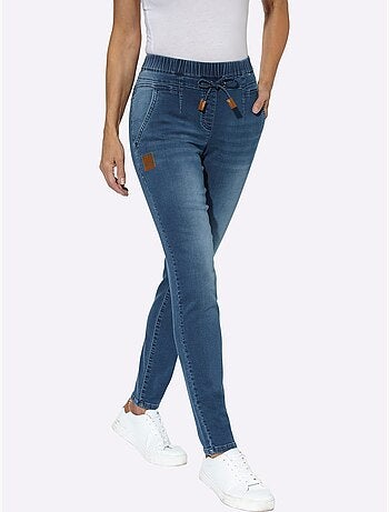 Jean décontracté à ceinture élastique avec poches et coulisse - Taille courte - Witt