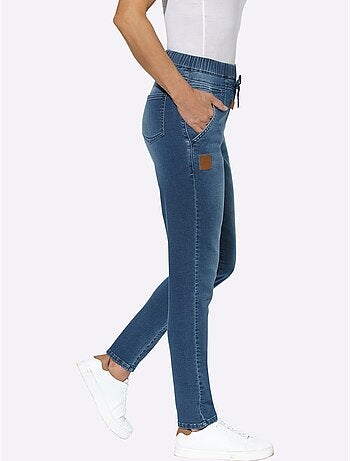 Jean décontracté à ceinture élastique avec poches et coulisse - Taille courte - Witt