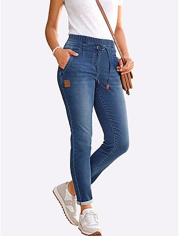 Jean décontracté à ceinture élastique avec poches et coulisse - Taille courte - Witt