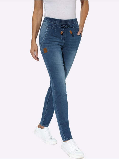 Jean décontracté à ceinture élastique avec poches et coulisse - Taille courte - Witt - Kiabi