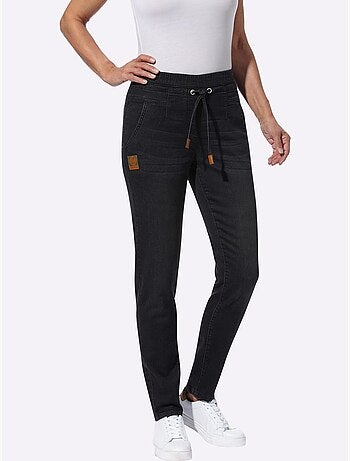 Jean décontracté à ceinture élastique avec poches et coulisse - taille courte - witt