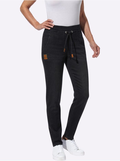 Jean décontracté à ceinture élastique avec poches et coulisse - Taille courte - Witt - Kiabi Jean décontracté à ceinture élastique avec poches et coulisse - Taille courte - Witt - Kiabi