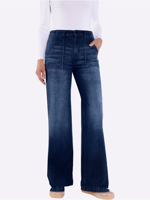 Jean délavage tendance - taille standard - helline - Kiabi Jean délavage tendance - taille standard - helline - Kiabi