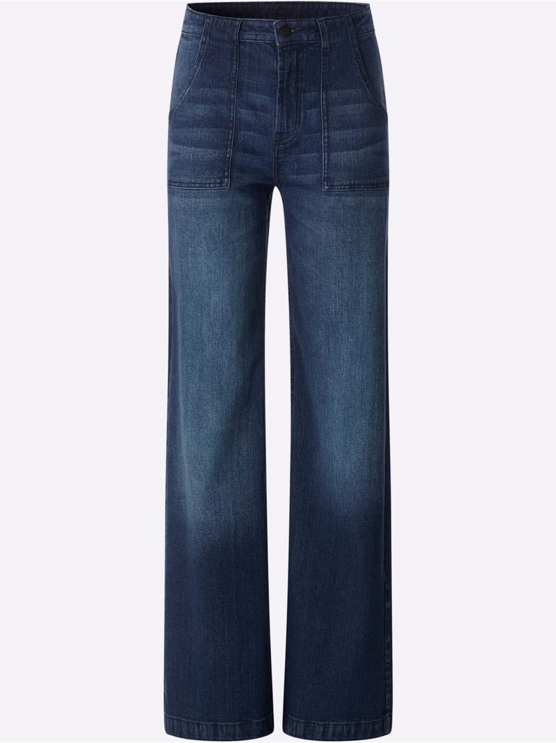 Jean délavage tendance - taille standard - helline Bleu foncé - Kiabi