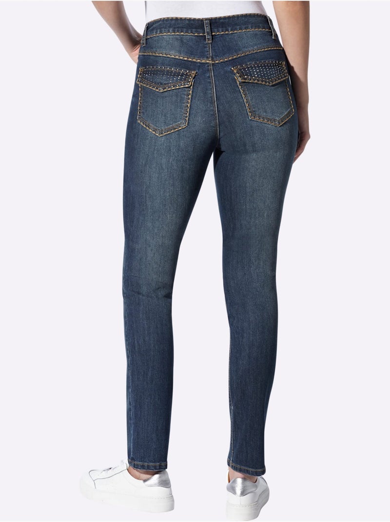 Jean délavé tendance - taille standard - helline Bleu foncé - Kiabi