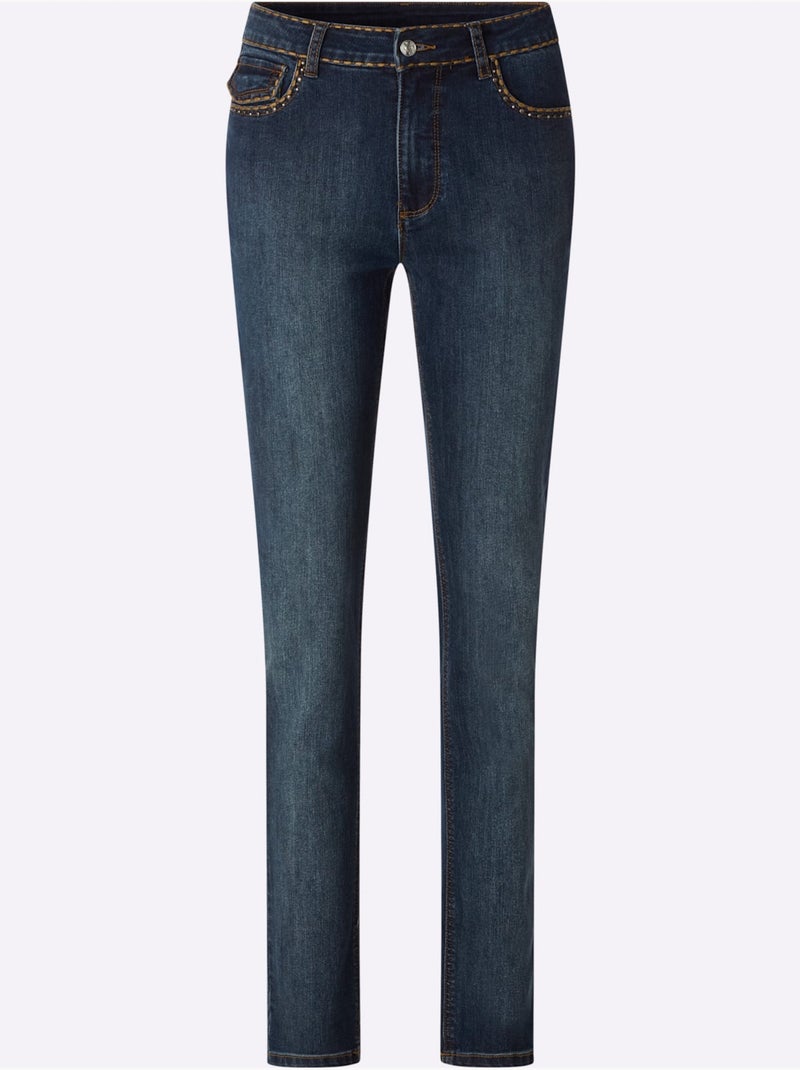 Jean délavé tendance - taille standard - helline Bleu foncé - Kiabi