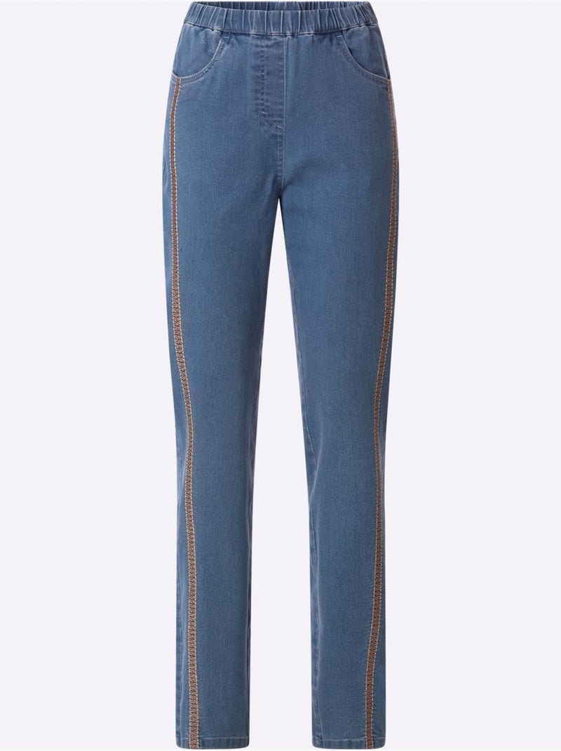 Jean denim doux - taille courte - witt Bleu Blanc - Kiabi