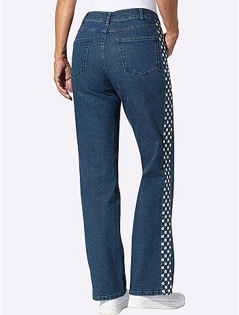 Jean denim doux avec broderie fantaisie et jambes larges - Taille standard - Moda Vilona
