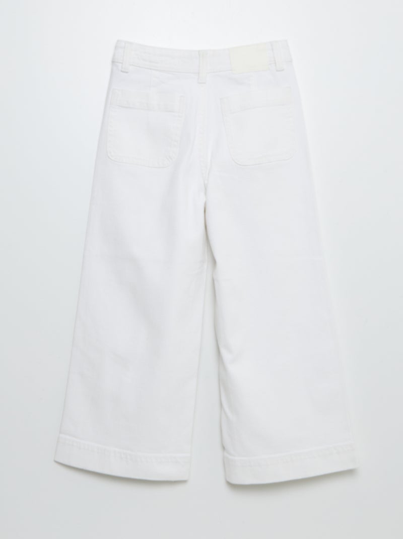 Jean denim wide leg 7/8ème blanc - Kiabi